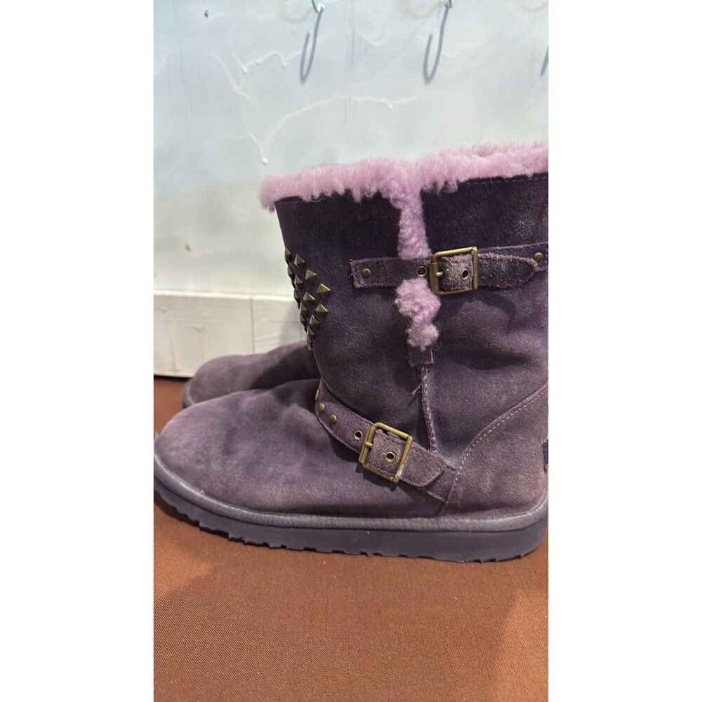 Ugg Purple Suede Studded Shealing Lined Mid calf Boots US 6